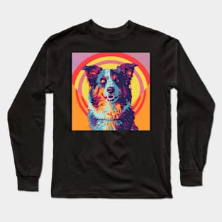 Border Collie in 70's Long Sleeve T-Shirt